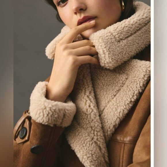 Avec Les Filles Faux Shearling Coat Brown size Large - Picture 4 of 16